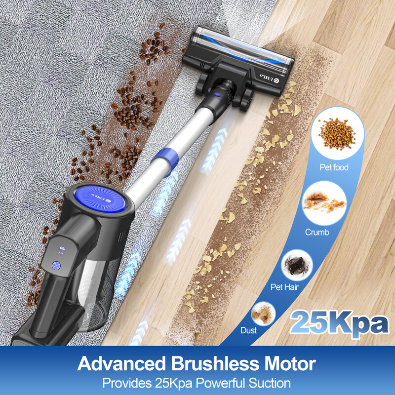 INSE Cordless Vacuum Cleaner, 235W Brushless Motor, 40Min Runtime, 6 in 1 Lightweight Bagless Vacuum for Household Cleaning