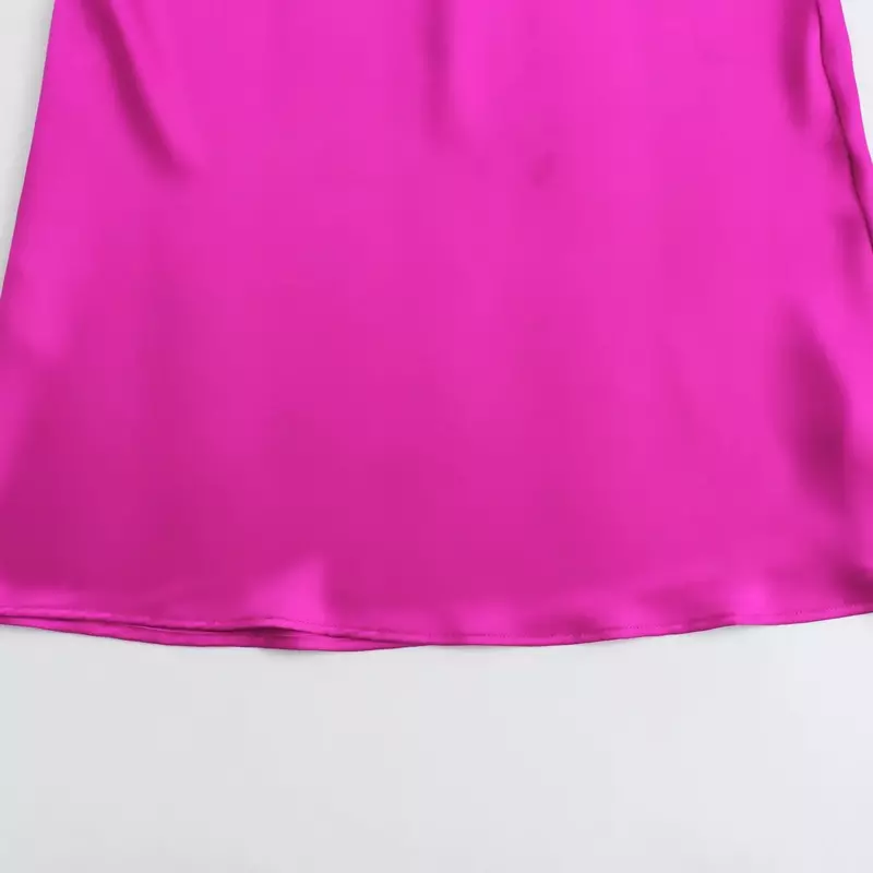 Damen Sommer neue schicke Mode mehrfarbige Satin Textur Slim Fit drapierte Midi-Kleid Retro elastische Taille Damen kleid Mujer