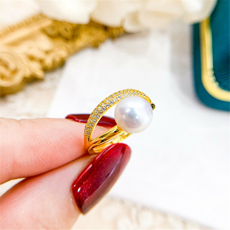 DIY Perlen ring Zubehör S925 Sterling Silber Ring leer Tablett Mode Edition Ring Silber Schmuck halter passen 7-10mm Perlen Z185