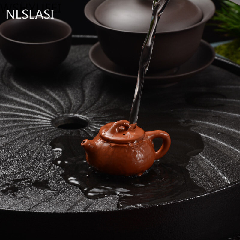 1 個紫色の粘土指ティーポット茶ペット小型ポケット茶装飾品茶アクセサリーブティックティーテーブル装飾