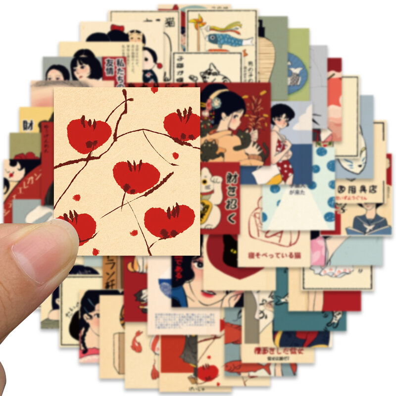 50pcs Classic Japanese Style Cartoon Culture Stickers For Laptop Water Bottle Luggage Notebook Waterproof Vinyl Decals