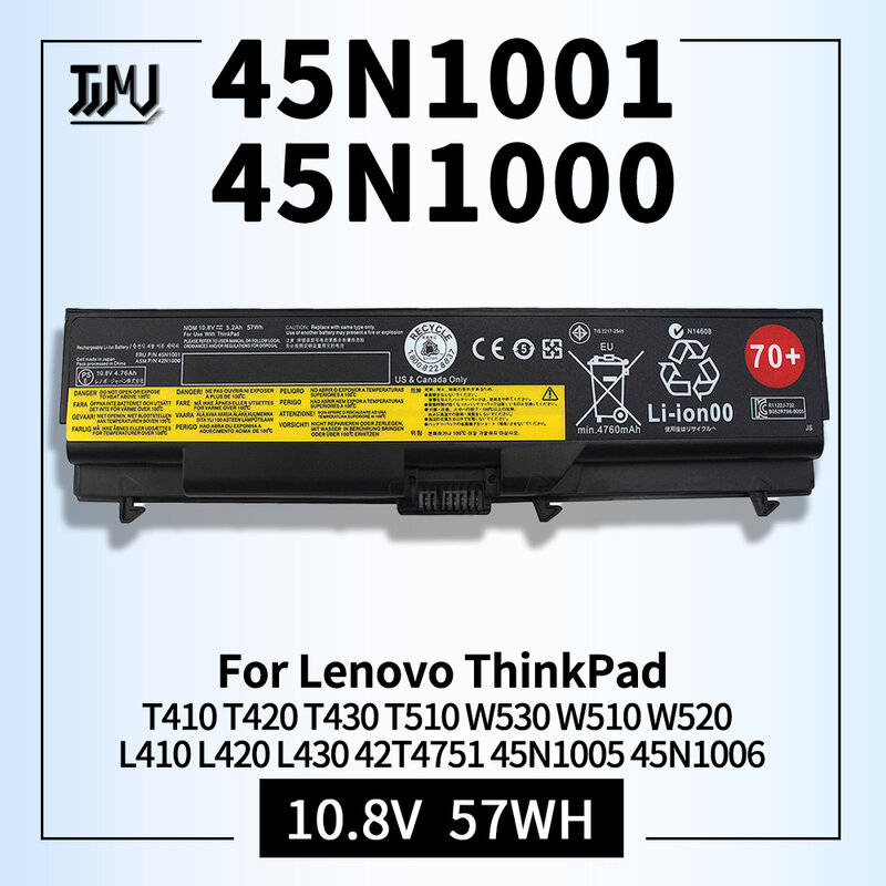 Batería de ordenador portátil para Lenovo ThinkPad, 70 + 45N1001 42N1000, T430, T430i, T410, T510i, W530i, L430, SL530, 0A36302, 0A36303, 45N1006, 57Y4185