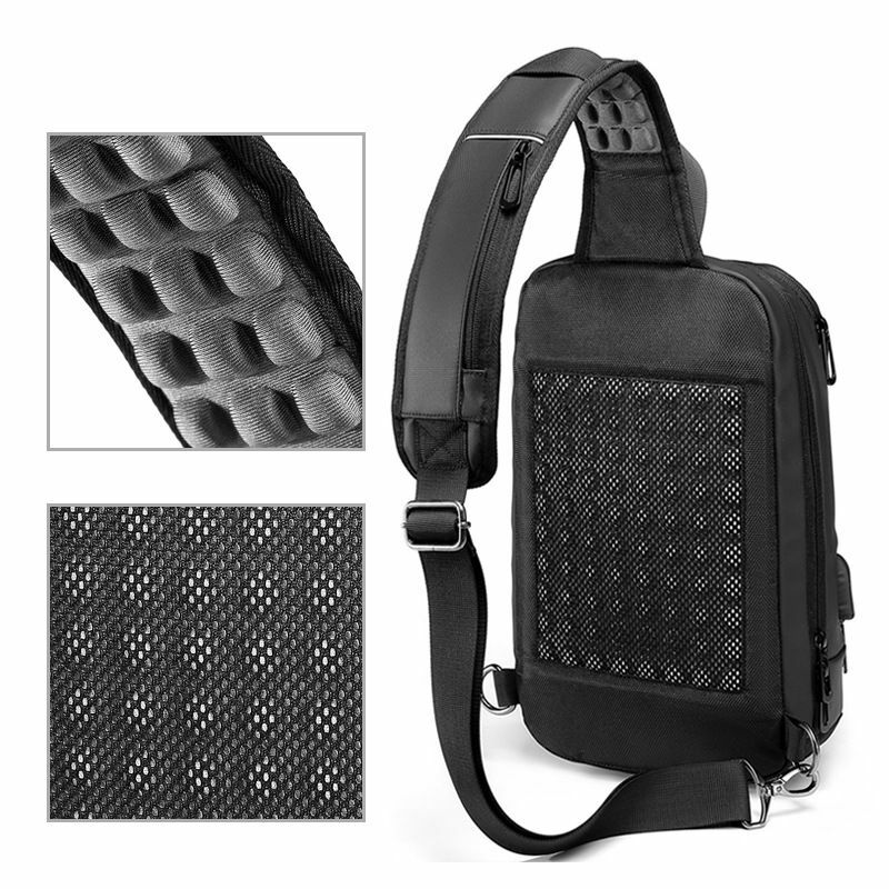 Tas dada pria multifungsi, tas selempang pria kapasitas besar tahan air dengan pengisi daya USB