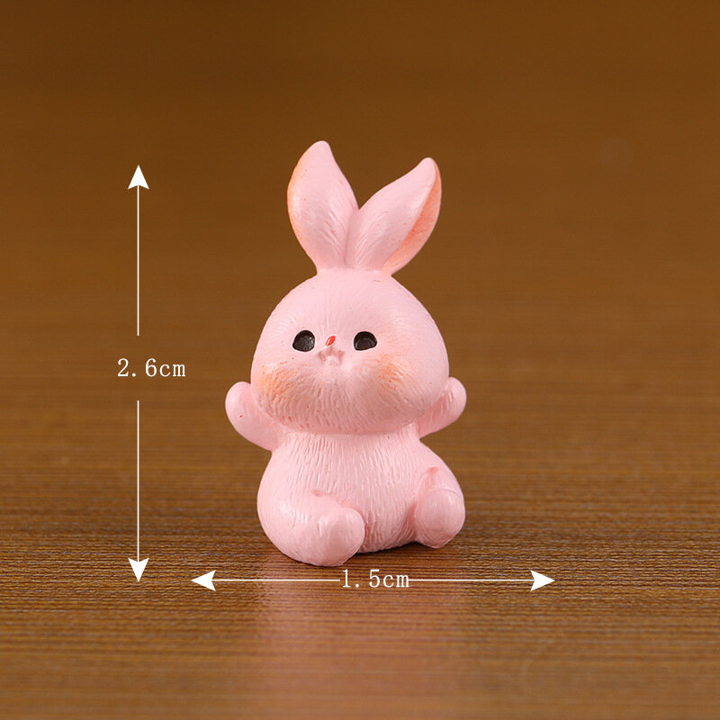 Adorno de conejito de conejo en miniatura, minifiguras de resina para el hogar, decoración de paisaje en miniatura, decoración de Pascua para el hogar