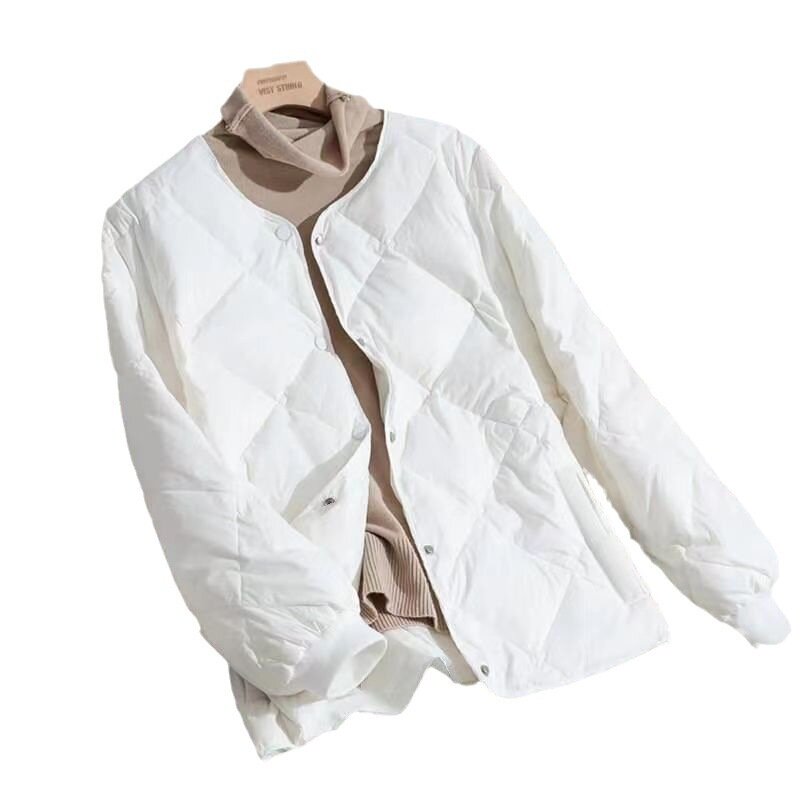 Jaqueta leve para mulheres, jaqueta acolchoada de algodão, jaqueta casual puffer, roupas soltas, monocromáticas, outono e inverno