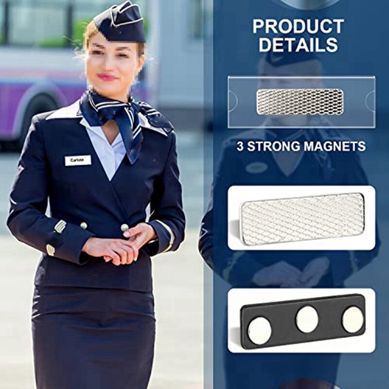 Kit di targhette magnetiche con 3 potenti magneti, targhetta con nome aziendale/Set di Badge identificativi di 10