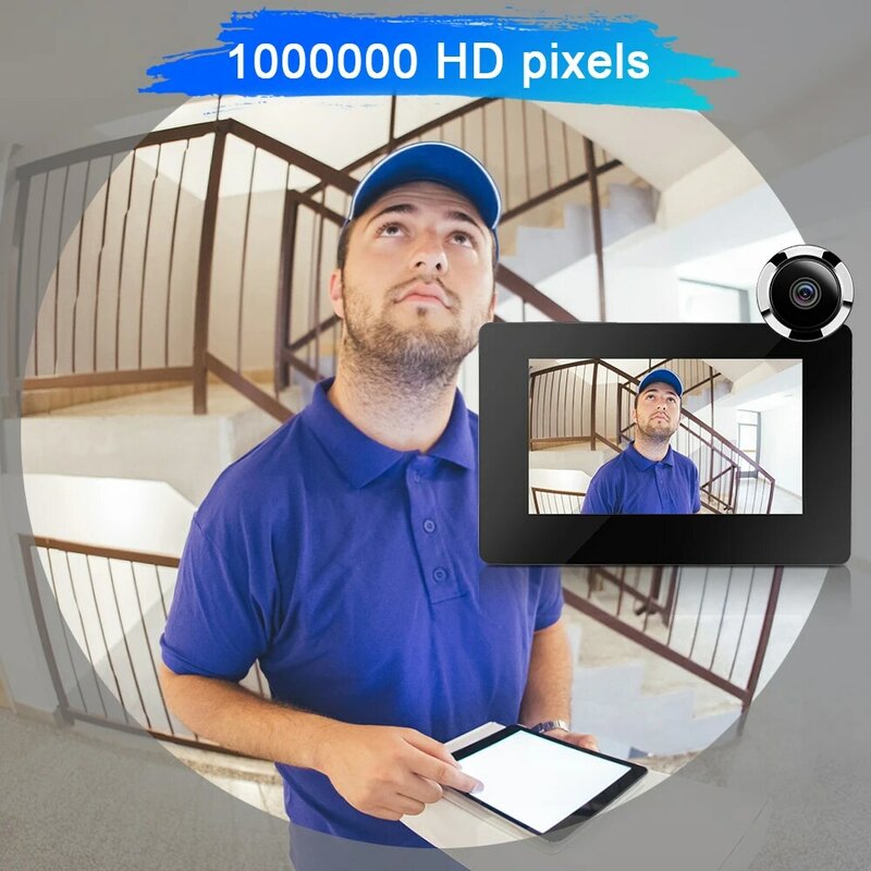 WSDCAM 4.3 inci 720p lubang intip pintu, kamera bel pintu sudut lebar 120 ° 100W piksel mata pintu Monitor kamera keamanan rumah