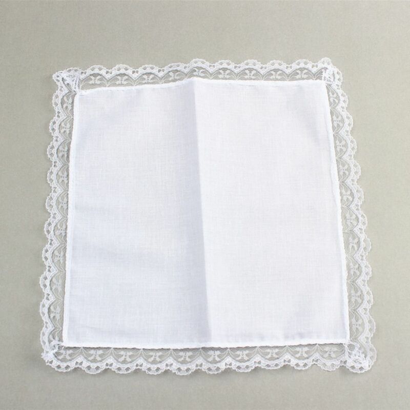 5 szt./zestaw czysta biała koronka Hankerchiefs nowe ręczniki ślubne nadruk chusteczki bawełniane DIY kieszonkowe męskie