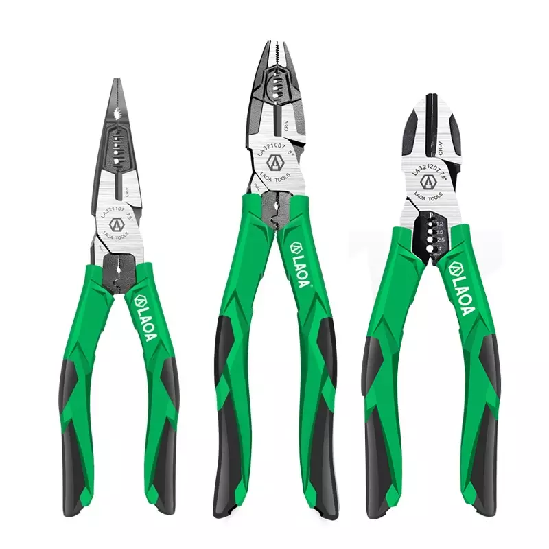 6 in 1 Multifunction Long Nose Pliers 8 inch Cr-V Steel Electrician Nippers Wire Stripper Cable Cutter Terminal Crimper