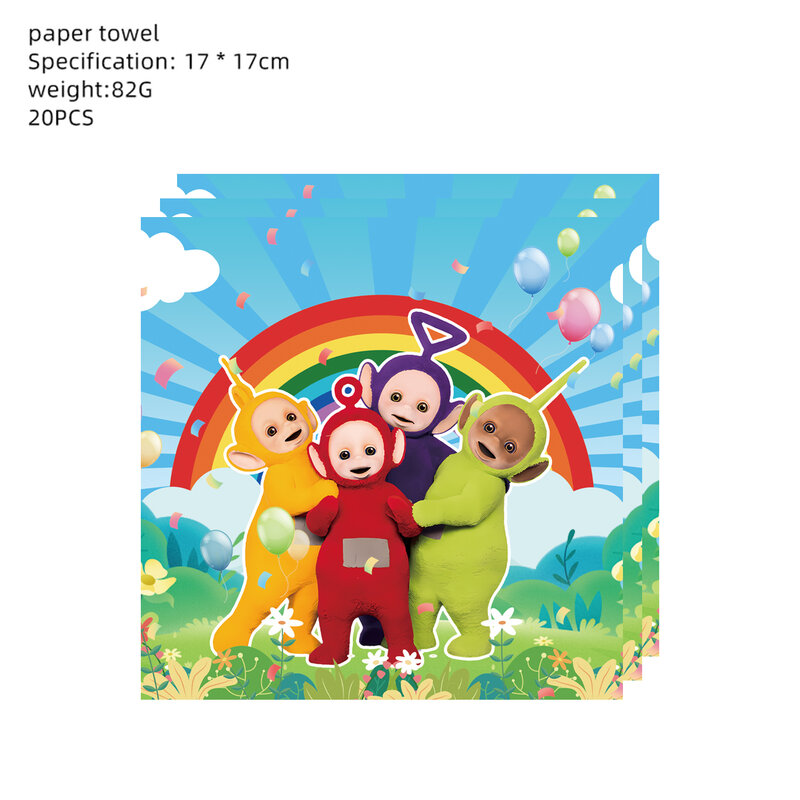 Teletubisie artykuły imprezowe dla dzieci dekoracje urodzinowe chłopiec dziewczynka kubek papierowy talerz serwetka obrus balon dla dziecka Baby Shower