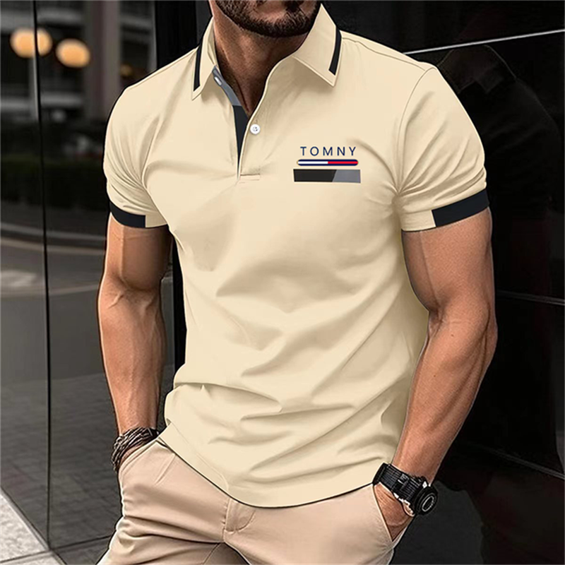 Butik mody męska koszulka Polo letnia prosta i wszechstronna odzież uliczna biznes rekreacyjny oddychająca klapa z krótkim rękawem
