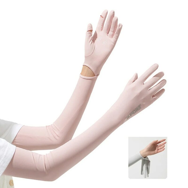 Sarung tangan anti selip pelindung matahari, sarung tangan wanita anti selip, pelindung UV panjang, layar sentuh, nyaman, berkendara, luar ruangan, UPF50 +