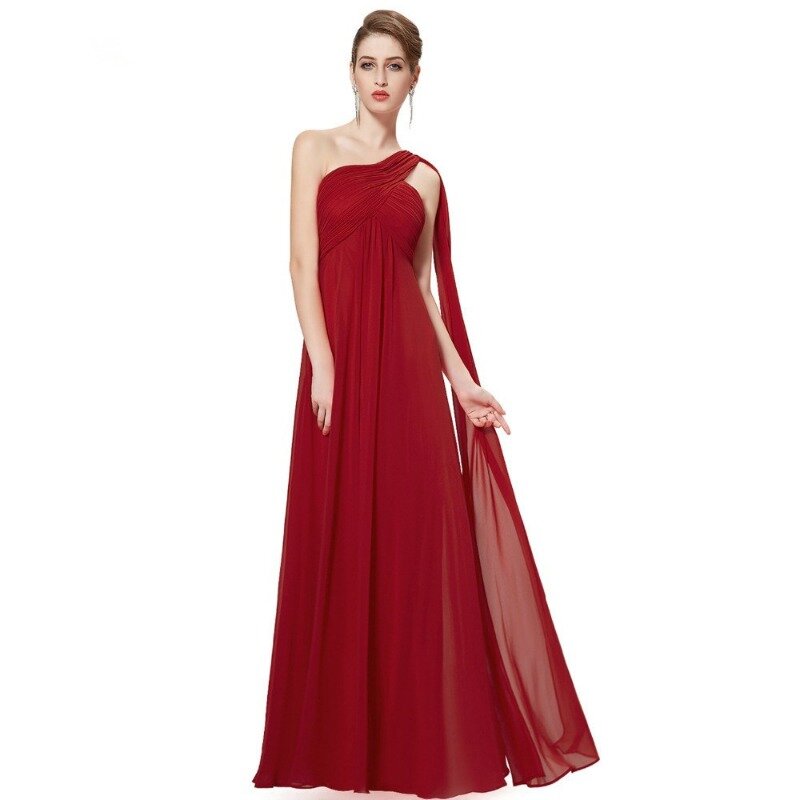 Gaun malam elegan sederhana 2024 gaun panjang A-LINE satu bahu tanpa tali dari gaun sifon Pink pengiring pengantin wanita