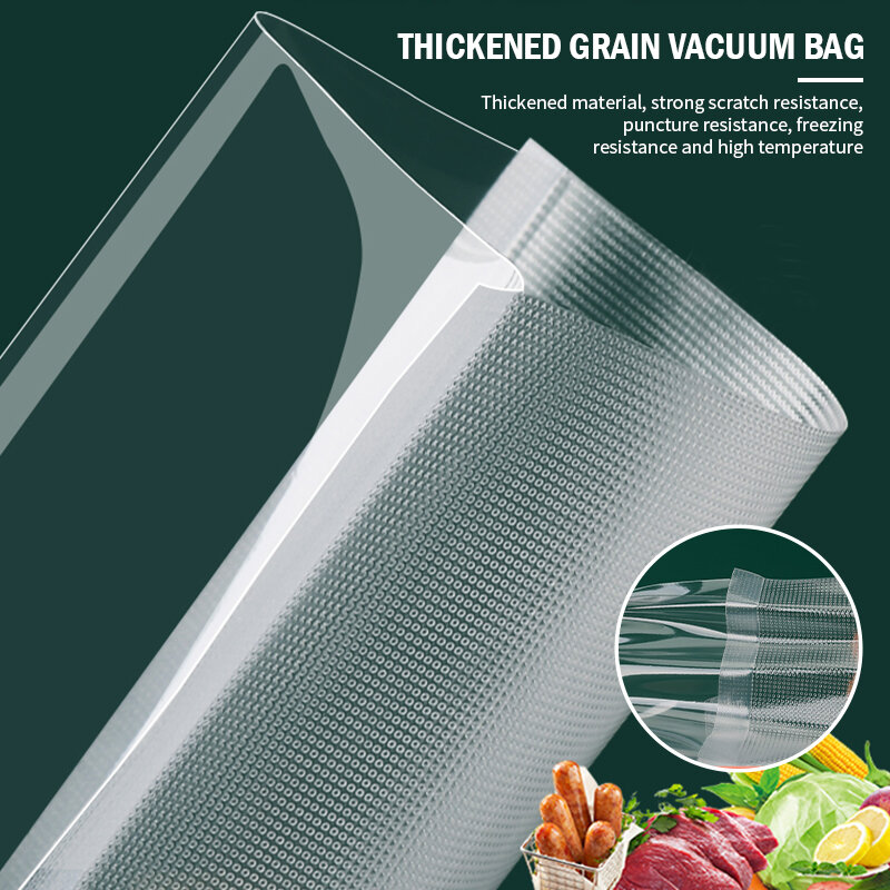 Bolsas al vacío para sellador de alimentos, rollos/lote de bolsas de almacenamiento para envasador al vacío de alimentos frescos, larga duración, 500cm
