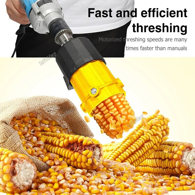 Cepillo eléctrico para pelar granos de maíz, trilladora rotativa eficiente, separador de granos, herramientas para pelar maíz