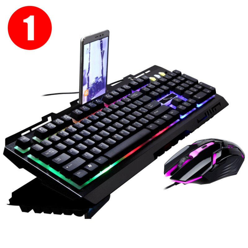 2024 1.5M Wired Keyboard Combo 104 Keys LED Removable Waterproof Backlit USB Gaming Keyboard Mouse Set Mice For Desktop Laptop