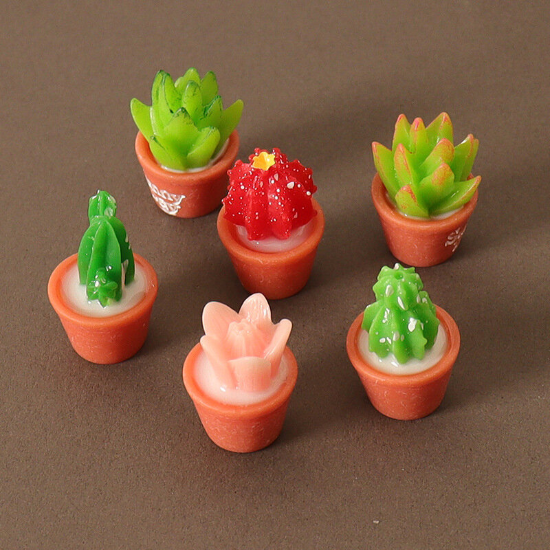 مجموعة نماذج نباتية عصارية صغيرة ، إكسسوارات بيت الدمية المصغرة ، زخارف الصبار بوعاء ، لعبة الديكور ،