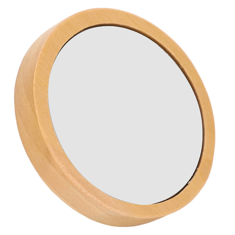 Espejo de madera portátil, espejo redondo con bordes para cosméticos, reflejo claro, aerodinámico, hierba, árbol