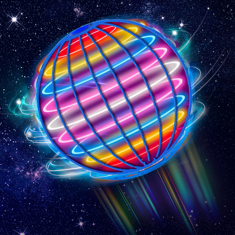 Palla volante per bambini a colori controllati a mano LED globo cosmico sfera di sospensione rotante a 360 ° adatta per giocattoli interni ed esterni