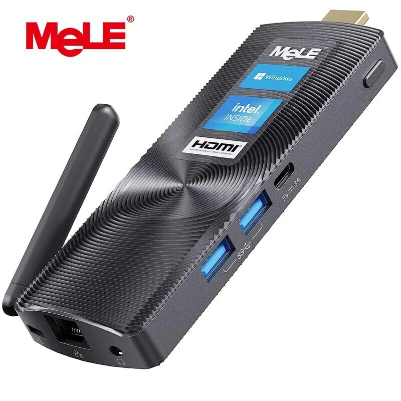 Mele ファンレスミニPCスティック、Windows 11 N4000 J4125 4GB/8GB、128GB 256GB ポータブルミニデスクトップ工業コンピュータ、HDMI 4 K 60 Hz、BT 4.2、2.4 G/5.8 G、2周波数WiFi、USB、IoTギガビットイーサネットをサポートする PCG02