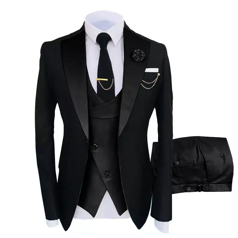 H300 suit men's large size three-piece dress suit slim groomsman and groom