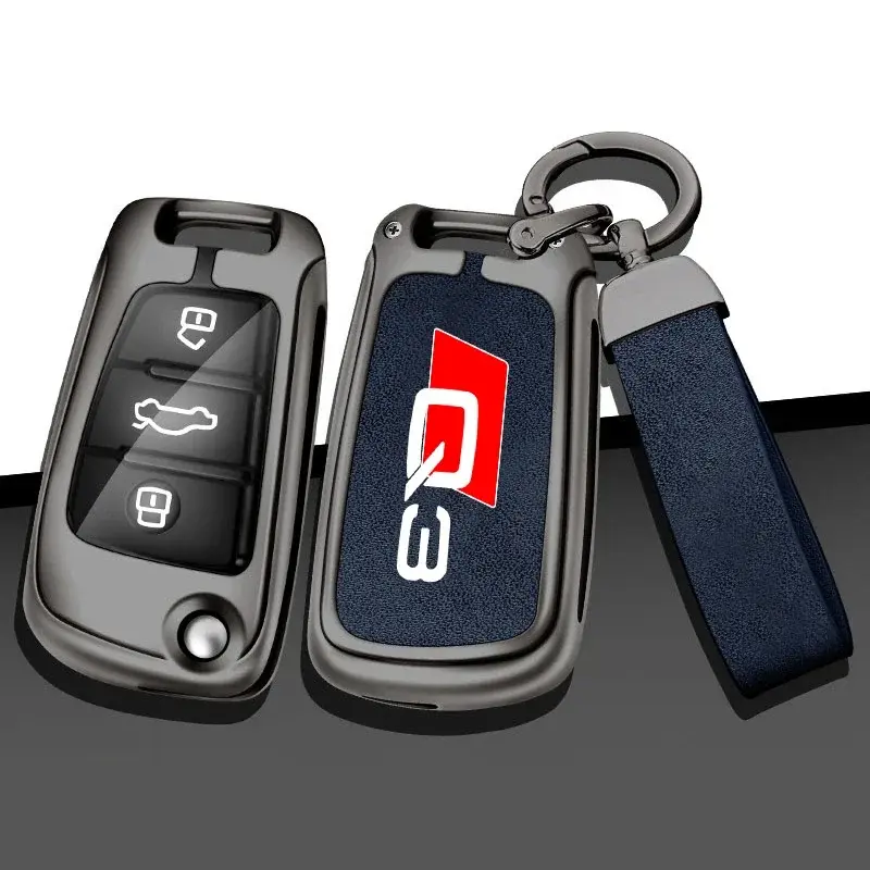 아연 합금 자동차 키 케이스 커버, 아우디 Q3 8u f3 S 라인 맞춤형 로고 리모컨 키 쉘 가방, 자동차 인테리어 액세서리