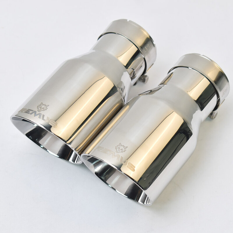 1Piece Car Bright Exhaust Tail Pipe Stainless Steel Bevel Edge Shinny Muffler Tip With Remus