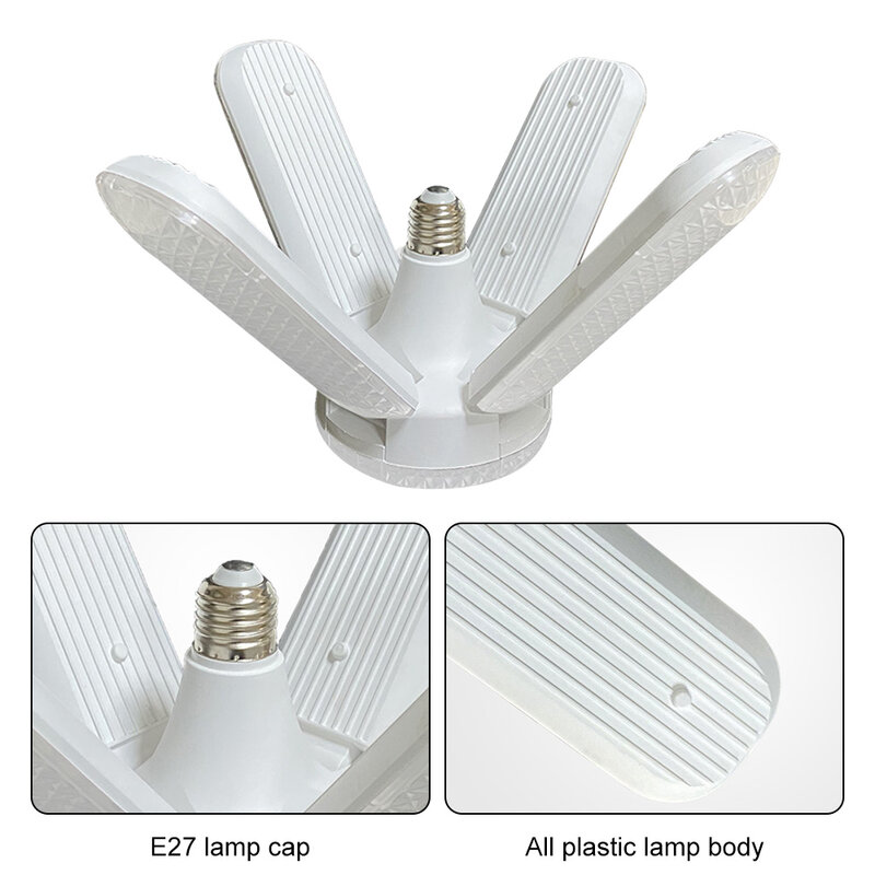 E27 LED لمبة مروحة شفرة مصباح طوي ضوء السقف حماية العين ضوء الصناعية ل ورشة عمل مستودع AC86-265V المرآب