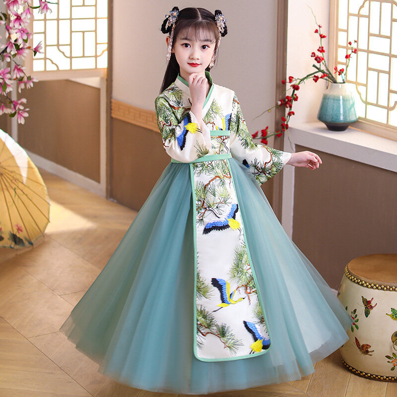فستان Hanfu الصيني للفتيات ، ملابس خرافية ، الزي الشعبي ، ازياء المسرح ، الأميرة التقليدية خمر ، الاطفال لطيف ، هدية عيد الميلاد