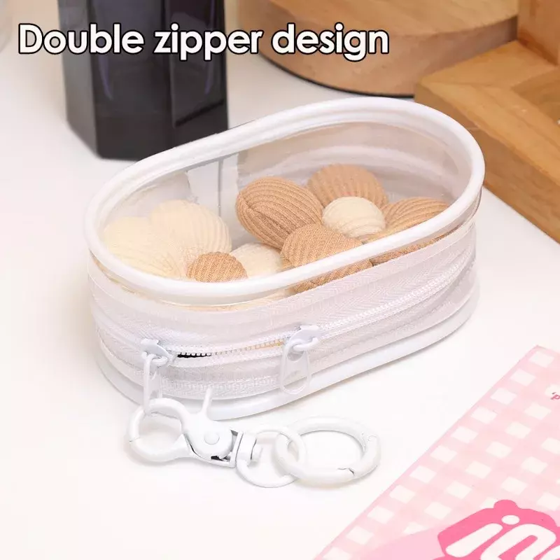 Mini Data Cable Carrying Case Holder Cord Organizer Lightweight Earphone Storage Pouch Bag Transparent Zipper Bags with Hook