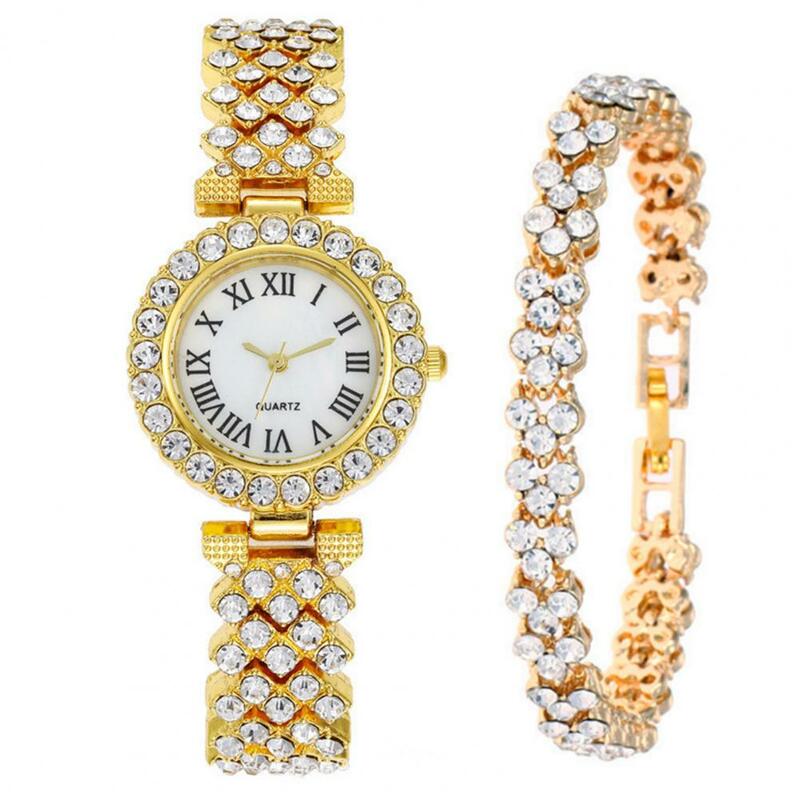 Conjunto de 2 piezas de reloj para mujer, pulsera de cuarzo con diamantes de acero, productos superventas, 2023