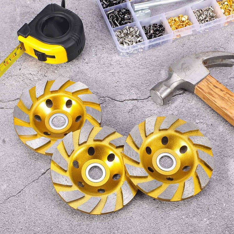 6 Pcs Turbo Row Diamond Grinding Cup Wheel Concrete Turbo Cup Disc Grinder For Sand Of Concrete Walls, Floors