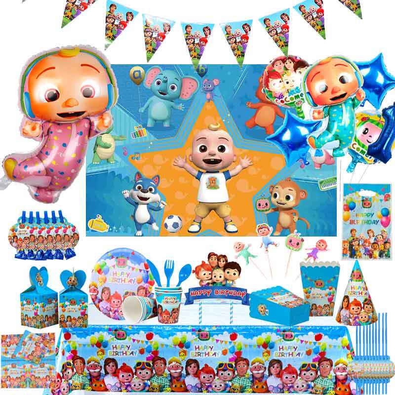 Perlengkapan dekorasi pesta ulang tahun kartun Disney COCoOMELONS, perlengkapan Pancuran bayi, peralatan makan sekali pakai, latar belakang balon