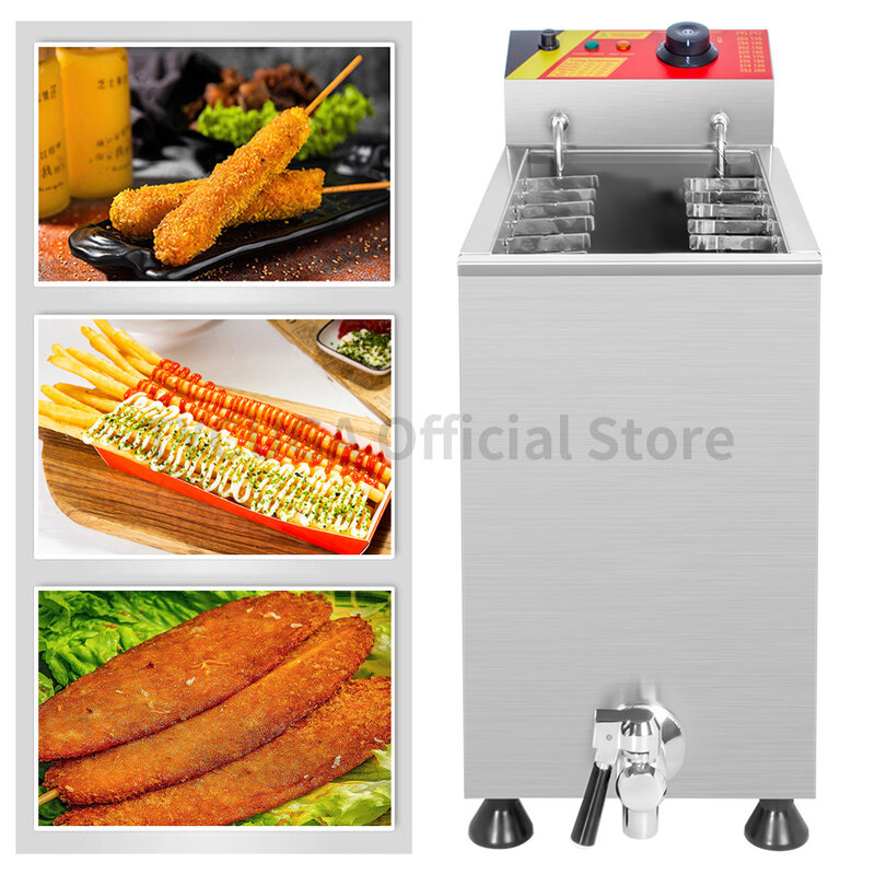 Fritadeira automática elétrica, Fritadeira de milho e cachorro coreana, Snack Machine, Grande capacidade comercial, Queijo Hot Dog Sticks, 21L