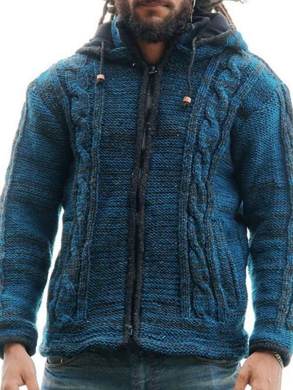 American Men's 2024 Autumn/winter New Zippered Cardigan Hooded Sweater Men's Knitwear