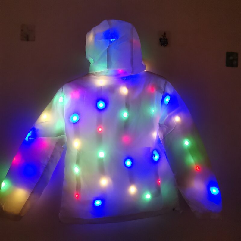 Abrigo de iluminación LED, disfraz luminoso, ropa impermeable creativa, luces LED de baile, ropa de fiesta de navidad
