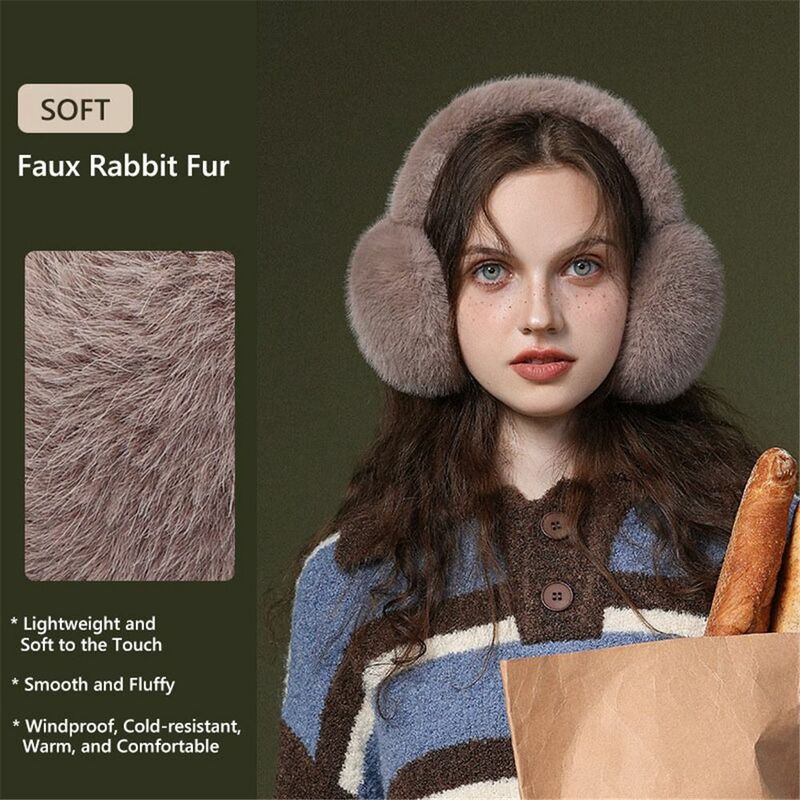 Puszyste zimowe nauszniki miękkie pokrowce na uszy ze sztucznego futra królika zimna pogoda opaska na głowę dla kobiet i mężczyzn