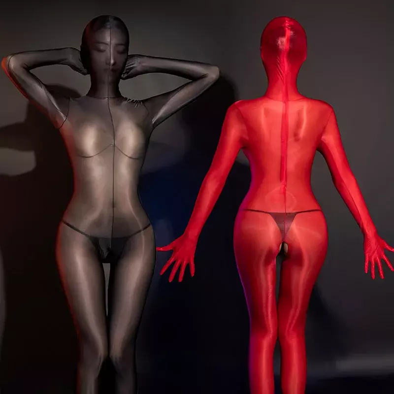 Seksowne olejowe błyszczące całe ciało zentai body dla kobiet SM obcisłe kombinezony kombinezony bielizna erotyczna seks porno kostiumy do odgrywania ról