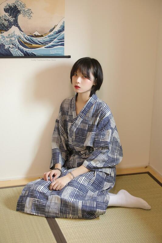 اليابانية كيمونو رداء Bathrobe النساء ربيع الخريف نمط جديد منامة اليابانية غير رسمية السيدات ملابس المنزل النساء كيمونو رداء