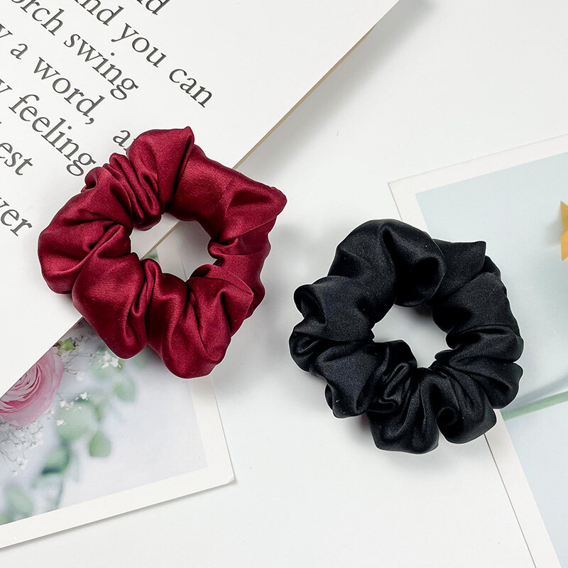 100% Pure Silk Skinnies Scrunchie Hair Bow Ties Ropes Bands Scrunchy Elastics Ponytail Holders for Women Girls Hair Accessories