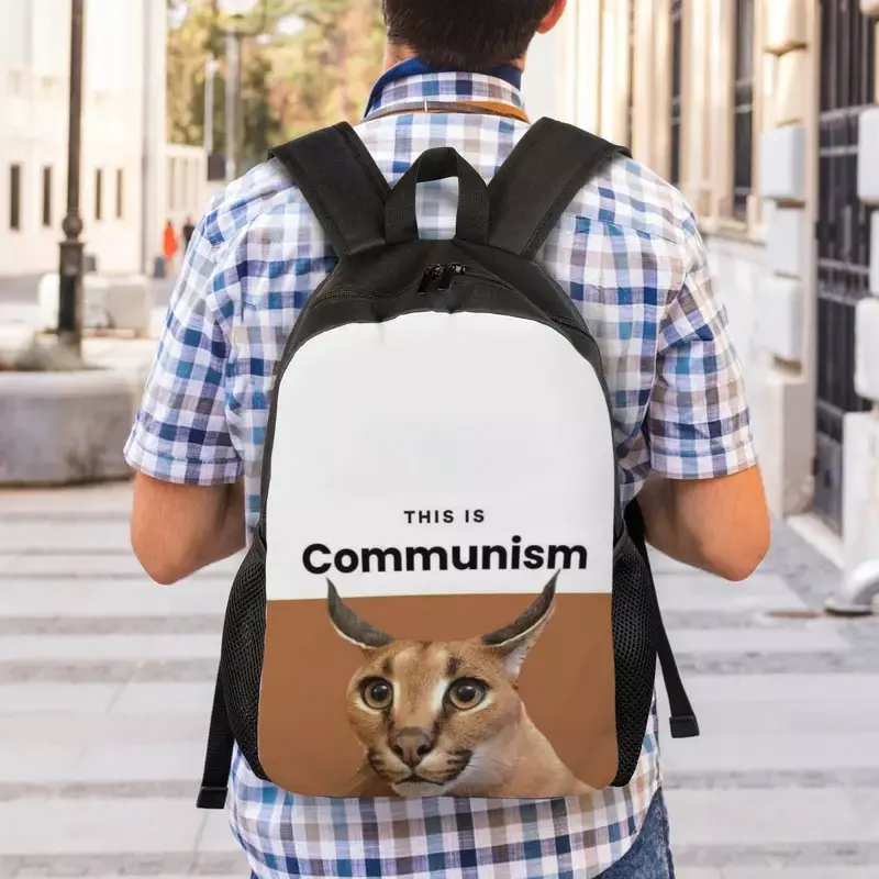 Comunismo-bonito Meme mochila de viagem para homens e mulheres, mochila escolar portátil, mochila escolar, mochila universitária, gato bonito