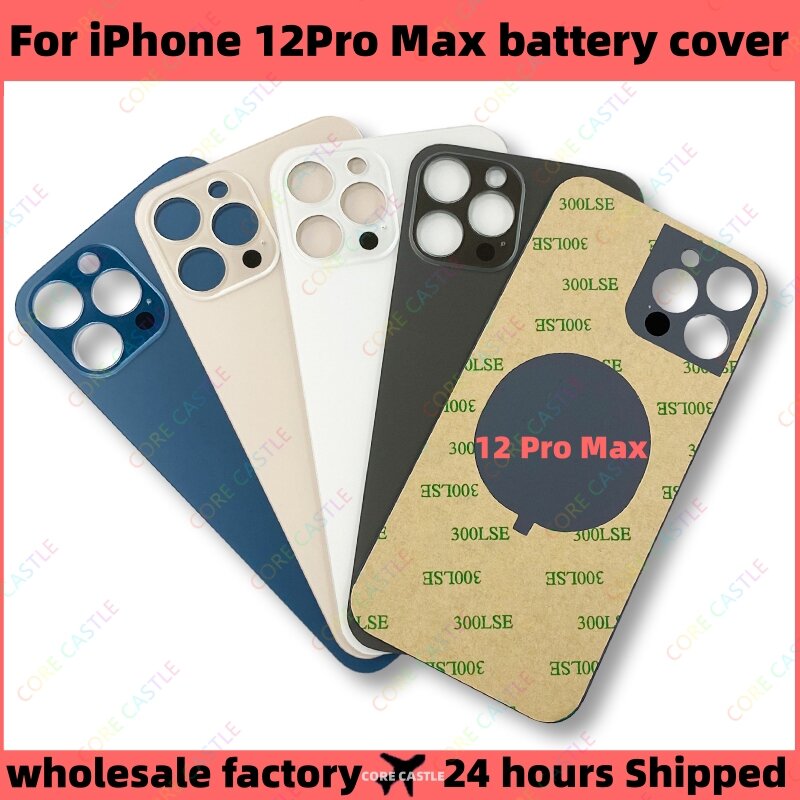 Para iPhone 12 Pro Max Back Glass Panel Battery Cover Peças de reposição melhor qualidade tamanho Big Hole Camera Rear Door Housing Case Igual ao original com logotipo