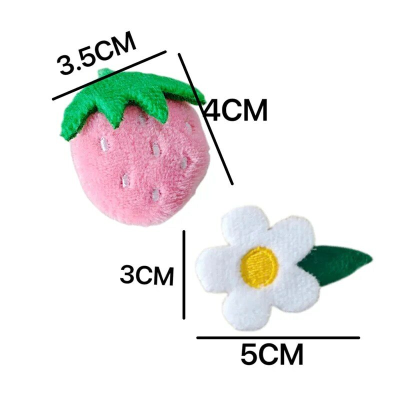10PCS Cute cotton plush strawberry flower patch accessories hat bag clothing hair accessories brooch decorative materials
