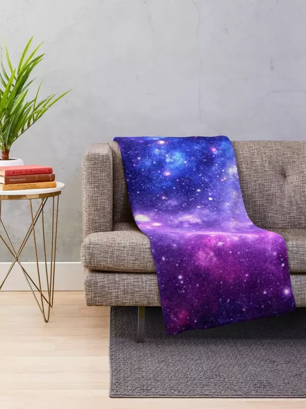 Selimut lempar Nebula Galaxy biru ungu untuk bayi kustom selimut kain flanel indah