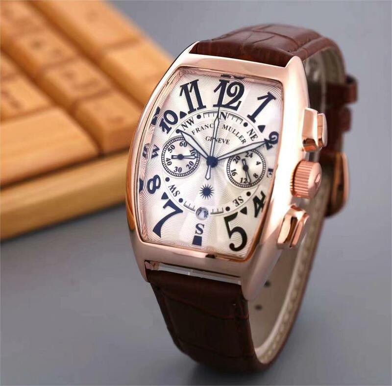 Franck Muller-Homens impermeáveis quartzo relógios de pulso, Tonneau relógios, relógios desportivos, artigos de luxo, frete grátis, moda