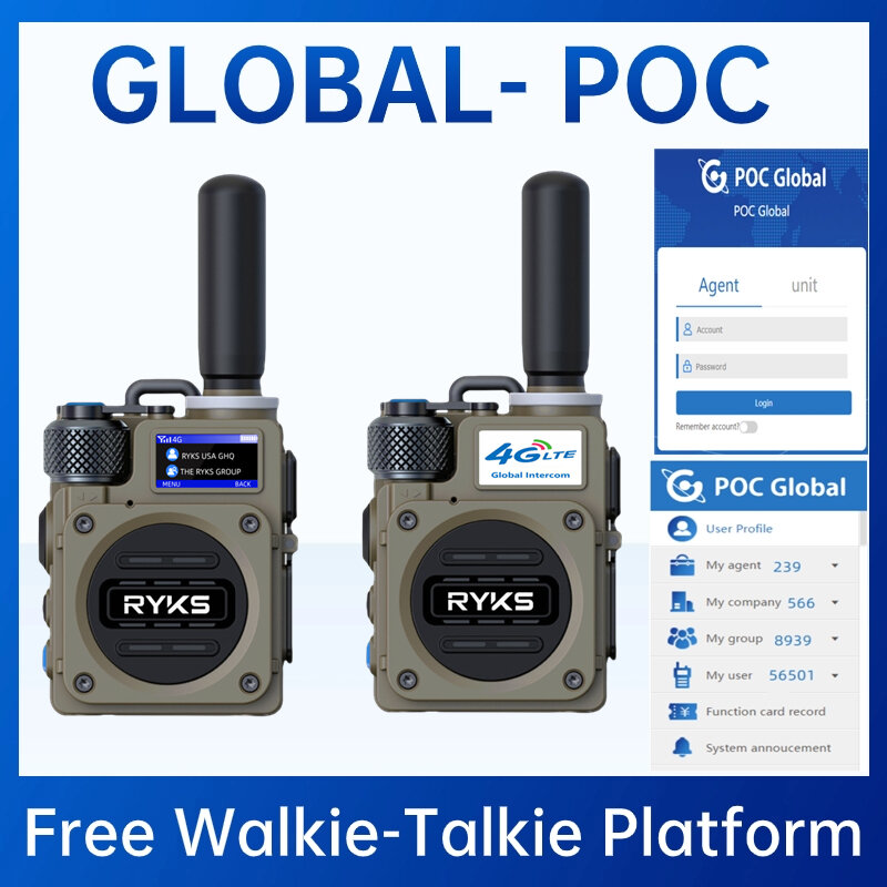 Walkie-talkie de red de Radio móvil 4G para caza, 50 km, 100 km, tarjeta Sim, Radio Poc 4G