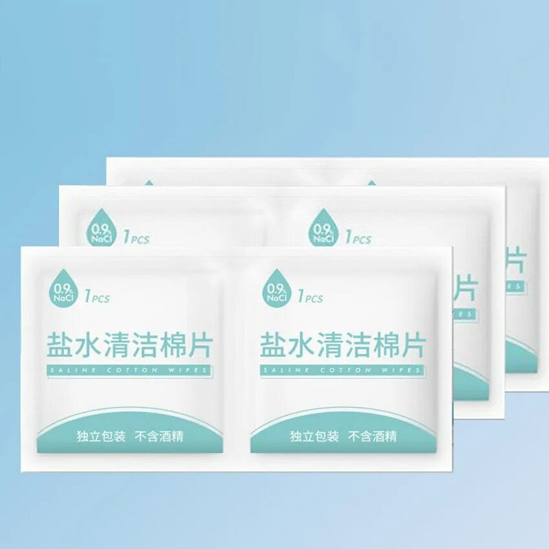 100 Pieces Outdoor Physiological Saline Cotton Pads for Disinfection Household Wound Care Disposable Skin Cleaning And Care