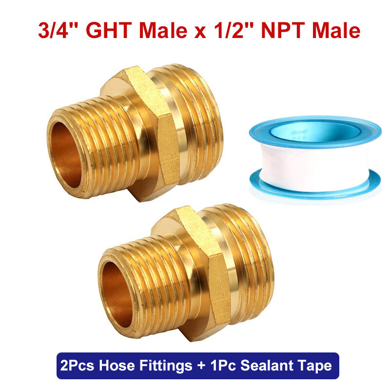 Connettore per tubo maschio-maschio raccordi per tubo da giardino in ottone 3/4 "GHT 1/2" NPT 3/4 "adattatore per tubo maschio NPT per collegamento del tubo dell'acqua