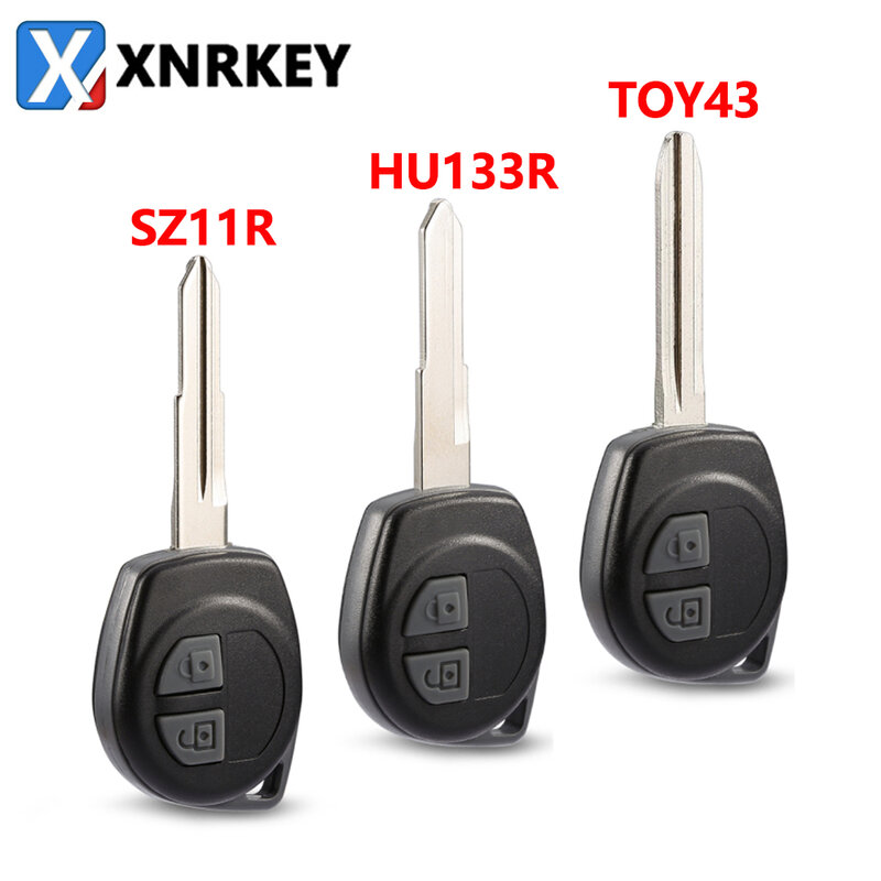 Xrrkey 2 Tombol Remote Cangkang Kunci Mobil untuk Suzuki Swift Vitara SX4 Alto Jimny Penutup Casing Kunci HU133R/SZ11R/TOY43 Bantalan Tombol Blade