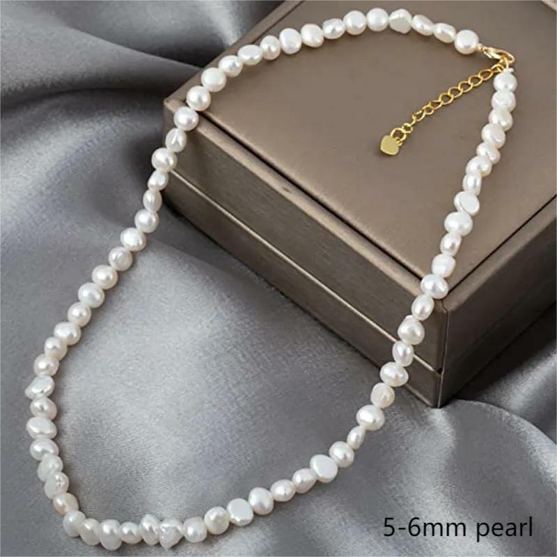 Kalung Choker mutiara air tawar Barok alami asli untuk wanita hadiah anak perempuan populer AA 5-6mm 8-9mm kalung perhiasan mutiara